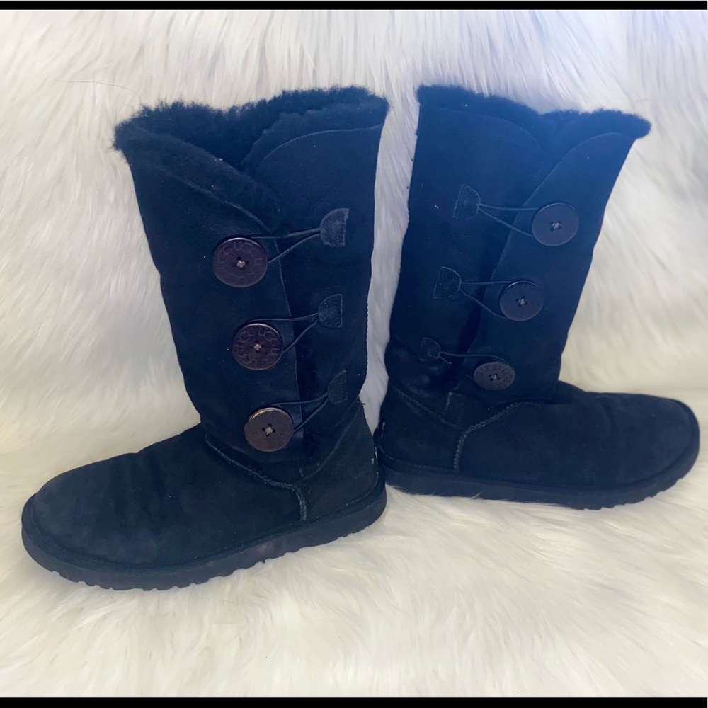 Ugg Three Button Bailey Boots- Tall Black - Size 5 - image 2